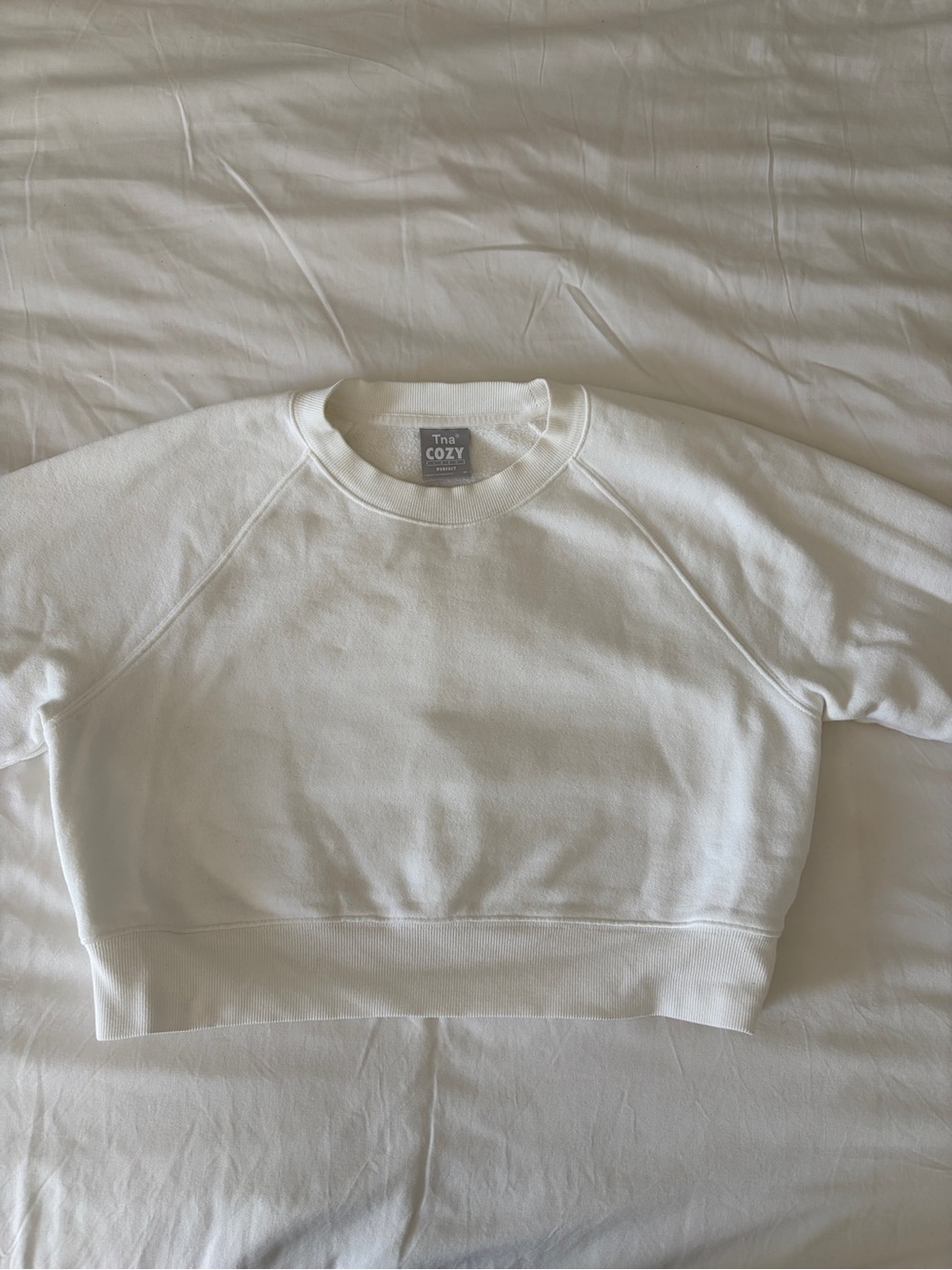 Aritzia TNA sweatfleece Perfect  Crewneck Sweatshirt in White size Medium